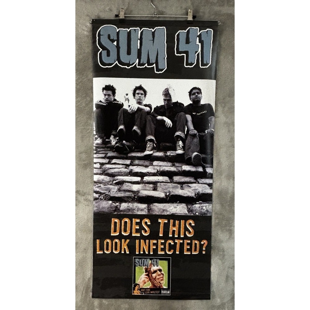 SUM 41 Rare 2002 VINYL PROMO BANNER POSTER both sides This‎ Look Infected 18x41